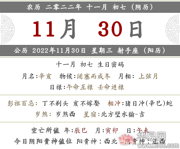 2022年农历十一月初七黄历有什么宜忌和禁忌？