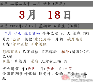 2023年农历二月二十七日老黄历宜忌事项是什么？