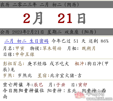 2023年农历二月初二黄历时辰吉凶、宜忌一览表