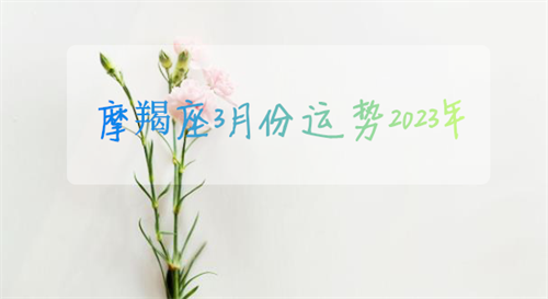 摩羯座3月份运势2023年 摩羯座3月份运势2023年运程如何